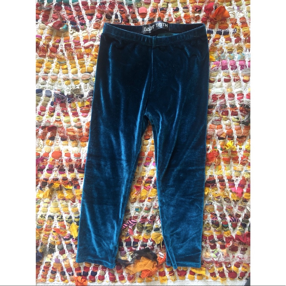 Green Velvet Kids Pants